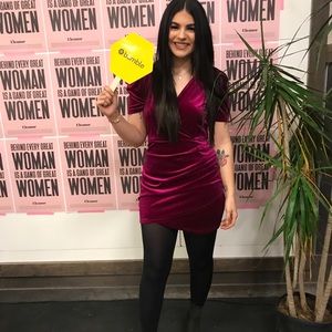 Pink velvet cocktail dress